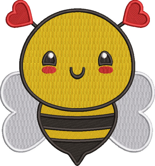 Cute Little Bee With Hearts Valentine's Day Love Filled Machine Embroidery Design Digitized Pattern