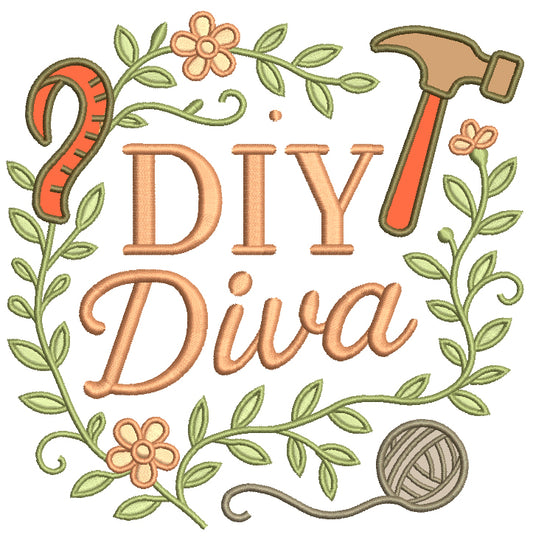 DIY Diva Hammer and Flowers Appliqué Machine Embroidery Design Digitized Pattern