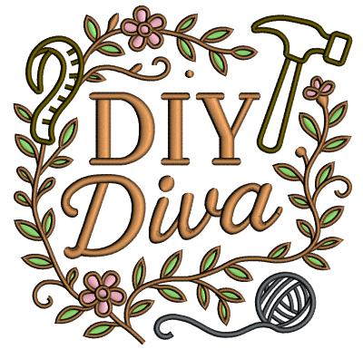 DIY Diva Hammer and Flowers Appliqué Machine Embroidery Design Digitized Pattern