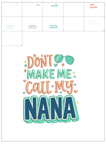 Don't Make Me Call My Nana Stars and Sunglasses Summer Applique Machine Embroidery Design Digitized Pattern