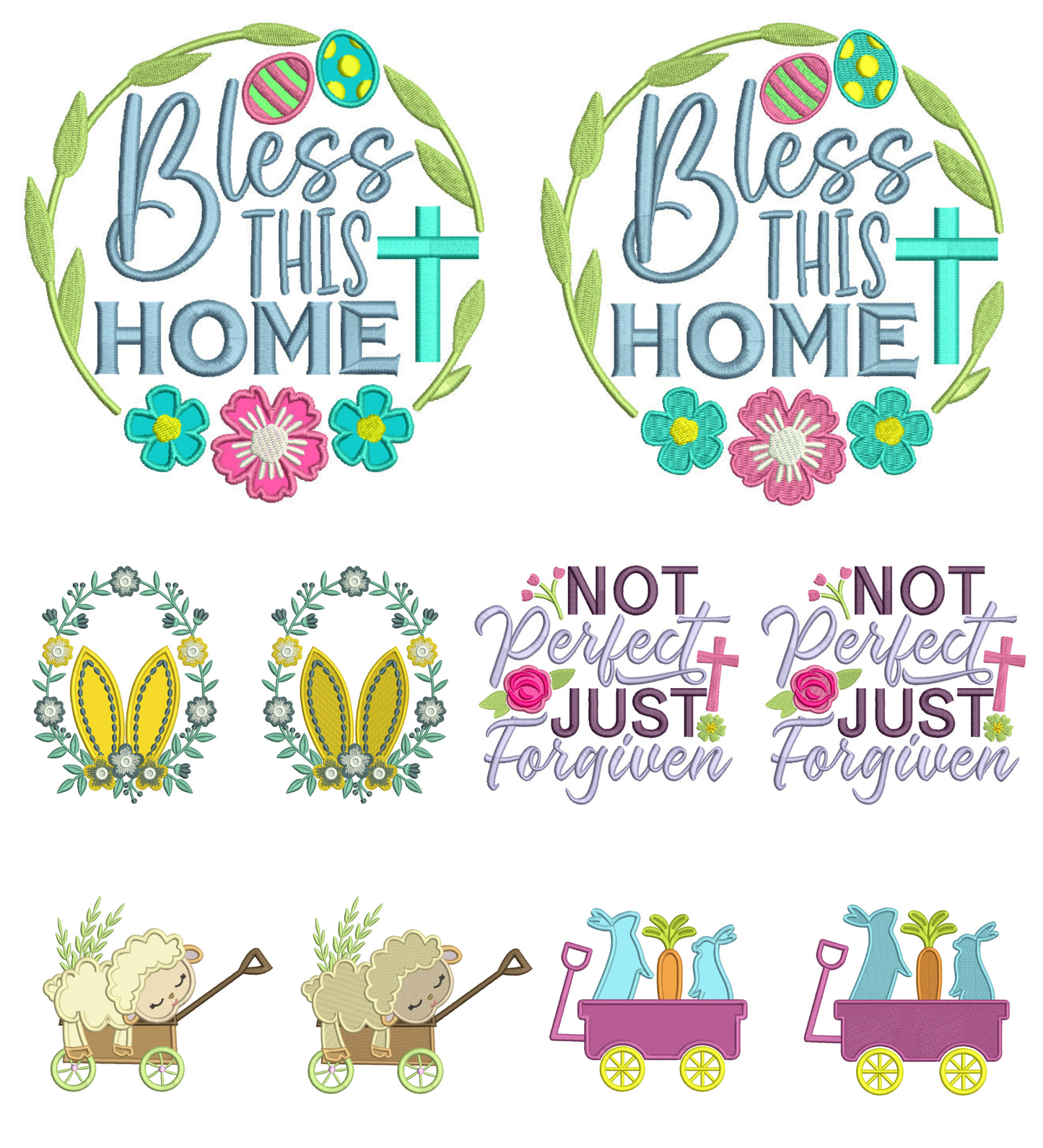 🐣 Easter Premium 2-in-1 Pack #2 – 10 Embroidery Designs (Appliqué and Filled In Files)