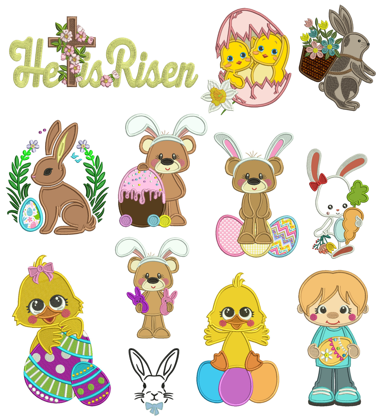 🐣 Easter Set 9 Power Pack – 24 Machine Embroidery Designs (Appliqué + Filled)