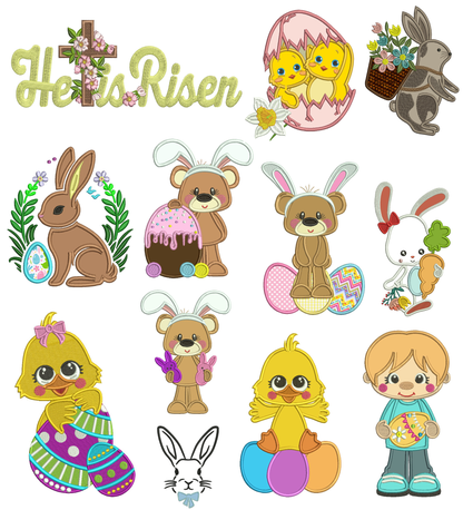 🐣 Easter Set 9 Power Pack – 24 Machine Embroidery Designs (Appliqué + Filled)