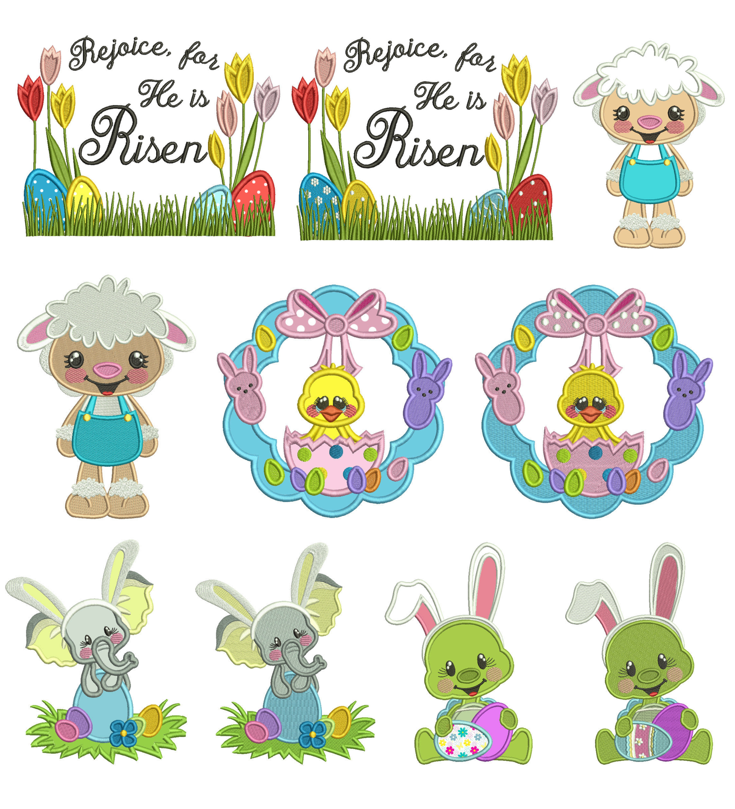 🌸 Easter Embroidery Power Bundle #3 – 10 Designs (Appliqué and Filled In Files Included)