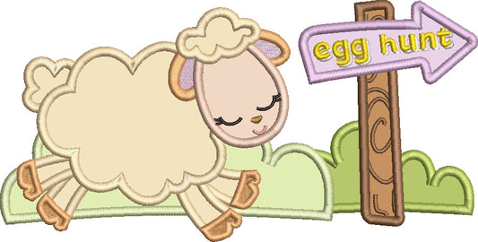 Egg Hunt Cute Little Lamb Easter Applique Machine Embroidery Design Digitized Pattern