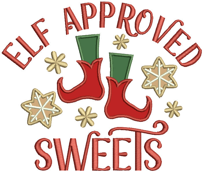 Elf Approved Sweets Christmas Applique Machine Embroidery Design Digitized Pattern