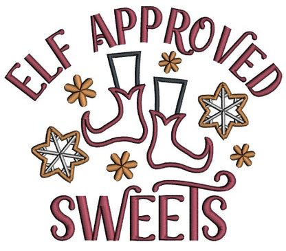 Elf Approved Sweets Christmas Applique Machine Embroidery Design Digitized Pattern