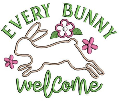 Every Bunny Welcome Easter Applique Machine Embroidery Design Digitized Pattern