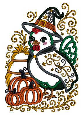 Fall Owl Witch Applique Machine Embroidery Design