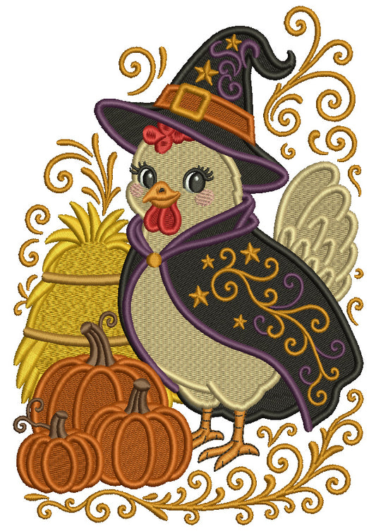 Fall Owl Witch Filled Machine Embroidery Design