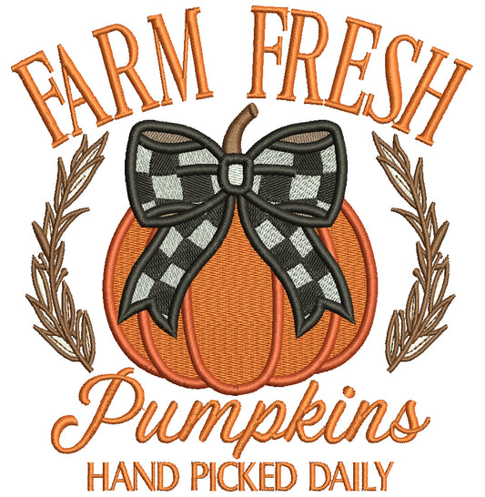 Farm Fresh Pumpkins Hand Picked Daily Halloween Filled Machine Embroidery Design Digitized Pattern