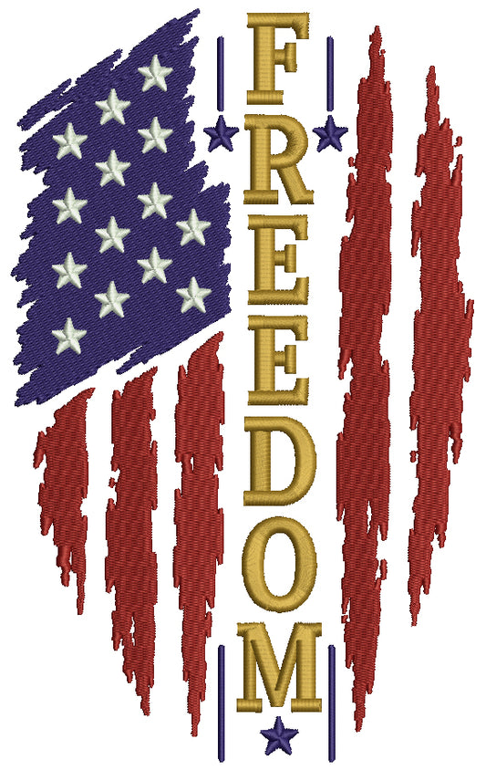 Freedom American Flag Patriotic Independence Day 4th of July Filled Machine Embroidery Design Digitized Pattern