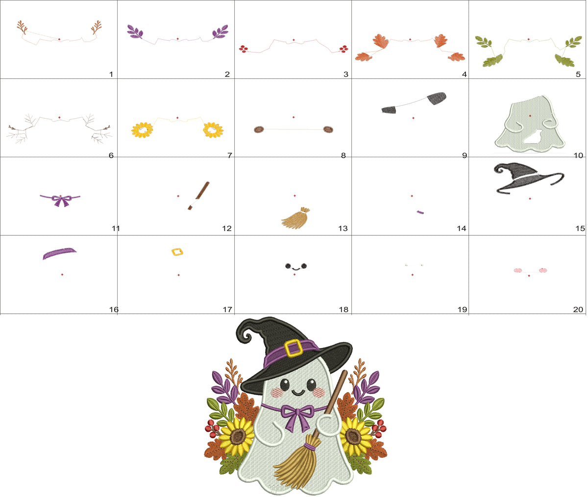 Halloween Ghost Witch Filled Machine Embroidery Design