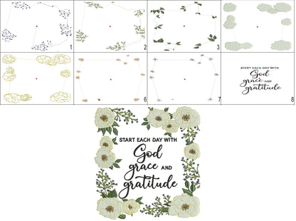 Start Each Day With God Grace & Gratitude Machine Embroidery Design – Inspirational Christian Saying Filled Pattern