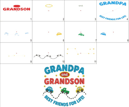 🚗🌟❤️ Grandpa and Grandson – Best Friends for Life: Cars and Stars Filled Machine Embroidery Design