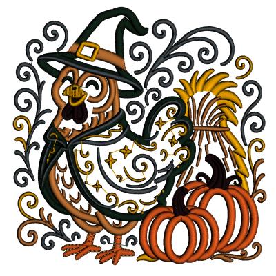 Halloween Chicken Witch Machine Embroidery Design - Applique Pattern
