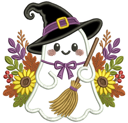 Halloween Ghost Witch Applique Machine Embroidery Design