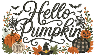 Halloween Pumpkins Machine Embroidery Designs With Ghosts, Bats, and Spiders - Filled Pattern