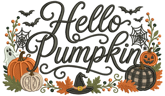 Halloween Pumpkins Machine Embroidery Designs With Ghosts, Bats, and Spiders - Filled Pattern