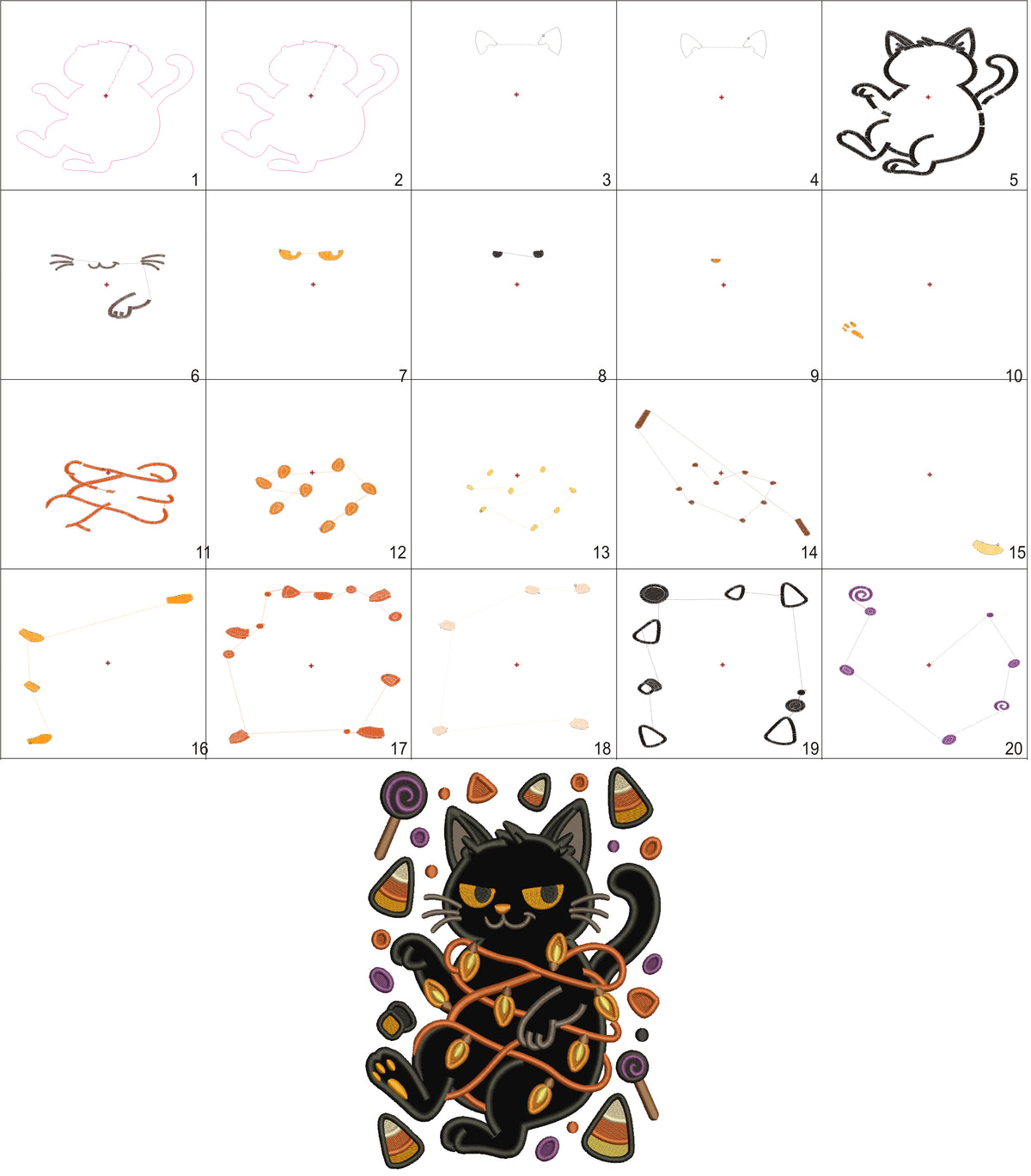 Black Cat Halloween Machine Embroidery Design - Applique