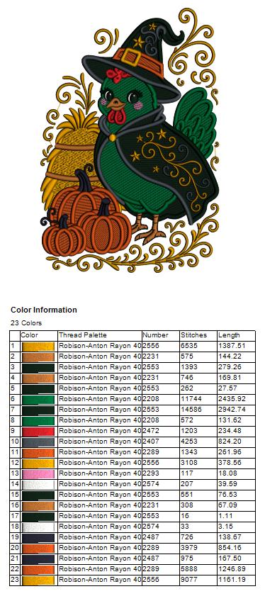 Fall Owl Witch Filled Machine Embroidery Design