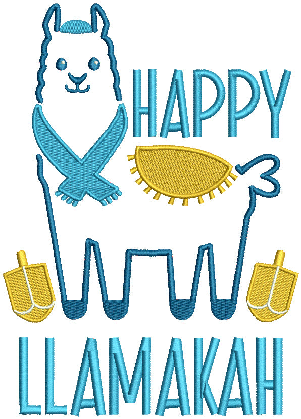 Happy LLAMAKAH Hanukkah Llama Filled Machine Embroidery Design Digitized Pattern