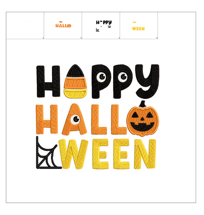 Happy Halloween Pumpkin and Candy Corn Filled Machine Embroidery Design