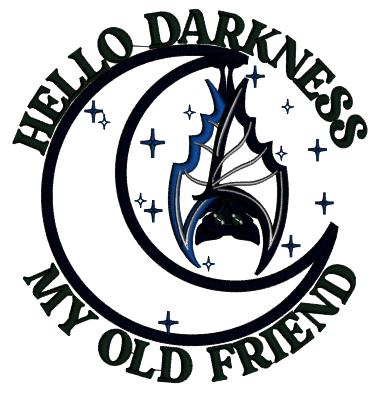 Hello Darkness My Old Friend Bat Hanging Down From The Moon Halloween Applique Machine Embroidery Design Digitized Pattern