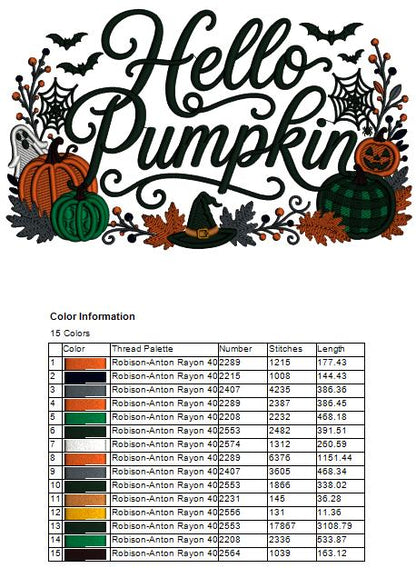 Halloween Pumpkins Machine Embroidery Designs With Ghosts, Bats, and Spiders - Filled Pattern