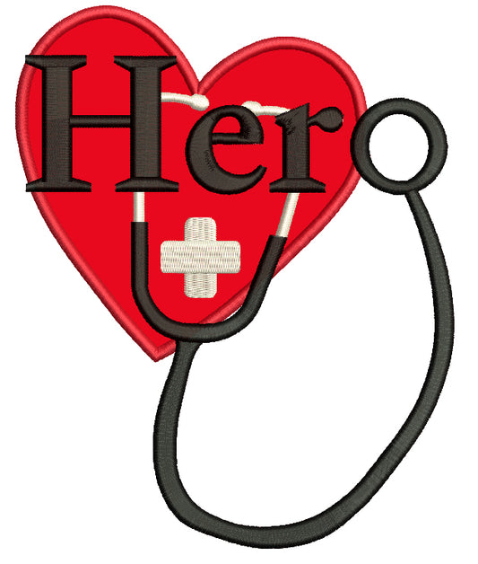 Hero Heart Medical Worker Applique Machine Embroidery Design Digitized Pattern