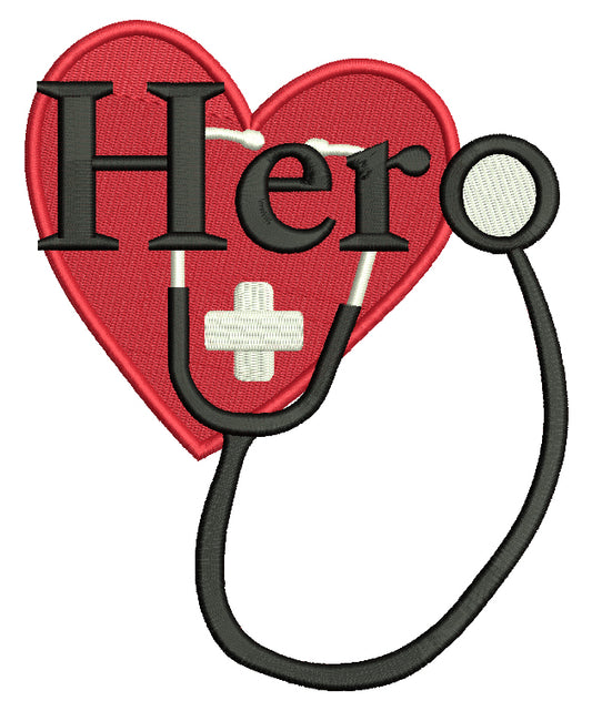 Hero Heart Medical Worker Filled Machine Embroidery Design Digitized Pattern