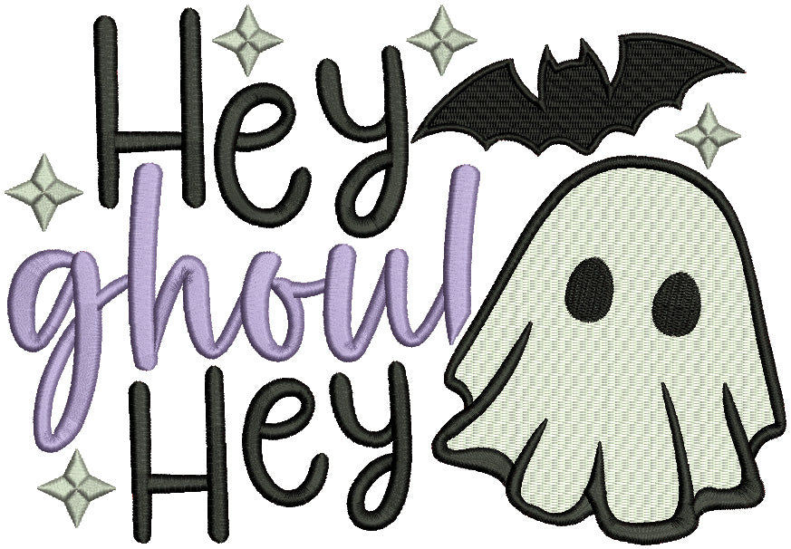 Hey Ghoul Hey Halloween Filled Machine Embroidery Design Digitized Pattern