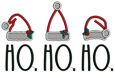 Ho Ho Ho Three Christmas Hats Applique Machine Embroidery Design Digitized Pattern