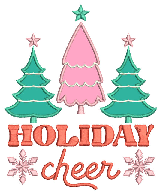 Holiday Cheer Three Christmas Trees Christmas Applique Machine Embroidery Design Digitized Pattern