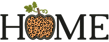 Home Name Sign with Pumpkin Halloween Applique Machine Embroidery Design Digitized Pattern