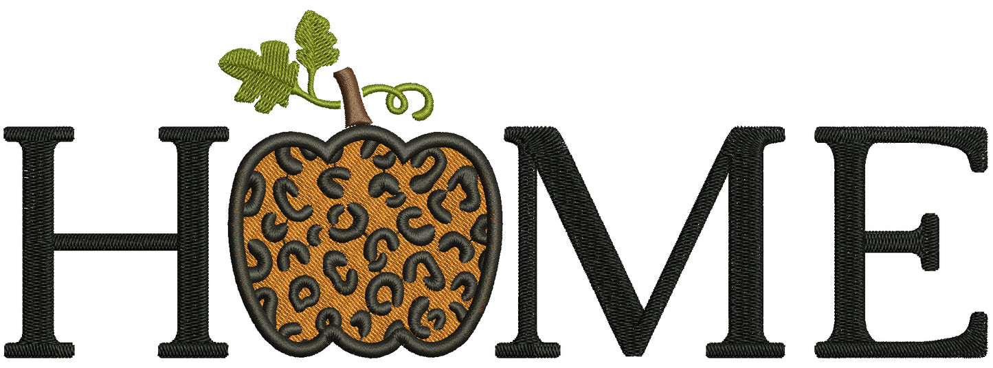 Home Name Sign with Pumpkin Halloween Filled Machine Embroidery Design Digitized Pattern