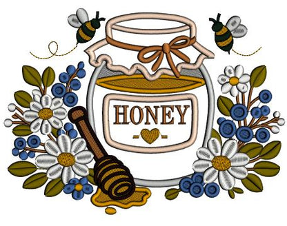 Honey in a Mason Jar Applique Machine Embroidery Design Digitized Pattern
