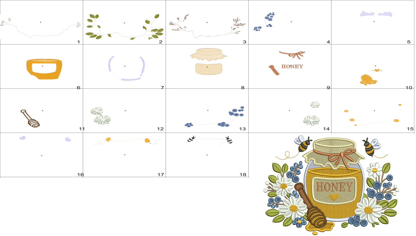 Honey in a Mason Jar Filled Machine Embroidery Design Digitized Pattern