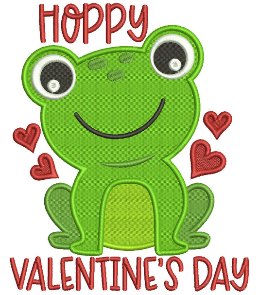 Hoppy Valentine's Day Cute Frog With Hearts Filled Machine Embroidery Design Digitized Pattern