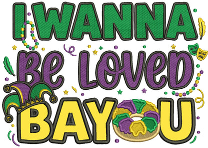 I Wanna Be Loved BAOU – Doughnut Mardi Gras Applique Machine Embroidery Design