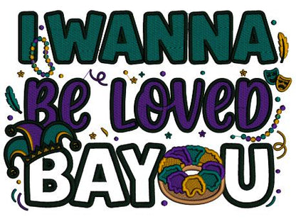 I Wanna Be Loved BAOU – Doughnut Mardi Gras Applique Machine Embroidery Design