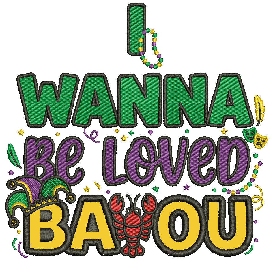 I Wanna Be Loved BAOU – Lobster Mardi Gras Applique Machine Embroidery Design