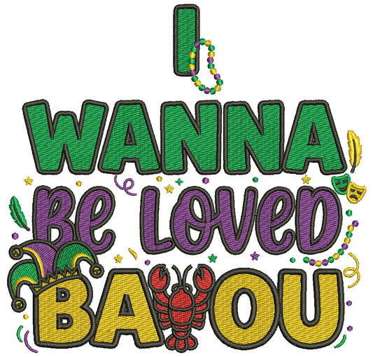 🦞🎭 I Wanna Be Loved BAOU – Lobster Mardi Gras Filled Machine Embroidery Design