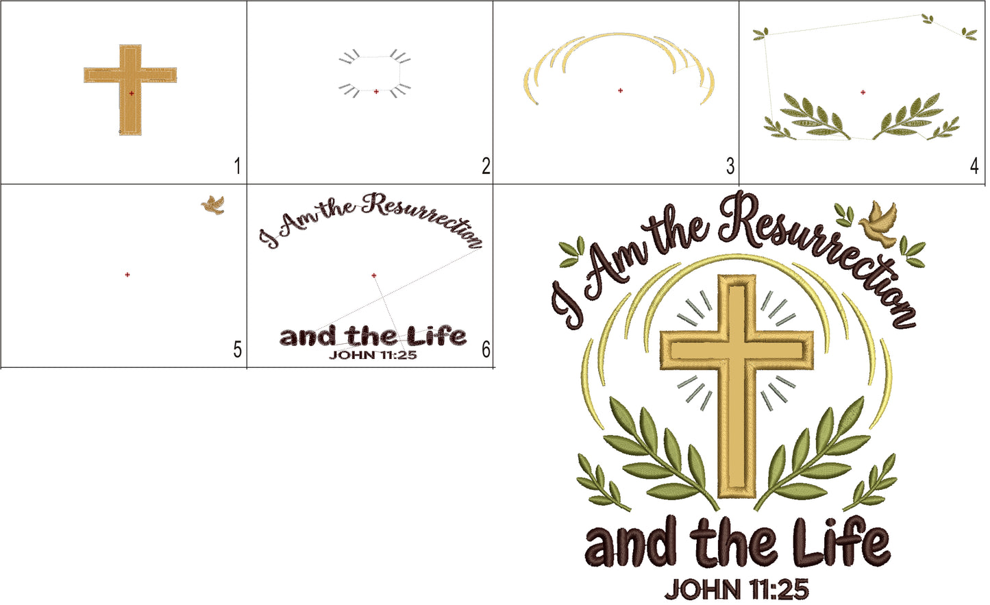 I Am the Resurrection and the Life John 11:25 Bible Verse Religious Applique Machine Embroidery Design Digitized Pattern