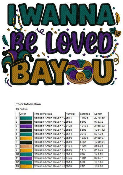 🍩🎭 I Wanna Be Loved BAOU – Doughnut Mardi Gras Filled Machine Embroidery Design