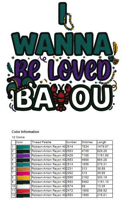 I Wanna Be Loved BAOU – Lobster Mardi Gras Applique Machine Embroidery Design