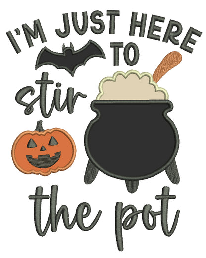 Halloween Cauldron and Pumpkin Machine Embroidery Design - Applique