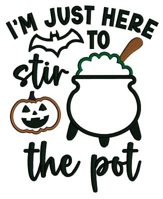 Halloween Cauldron and Pumpkin Machine Embroidery Design - Applique