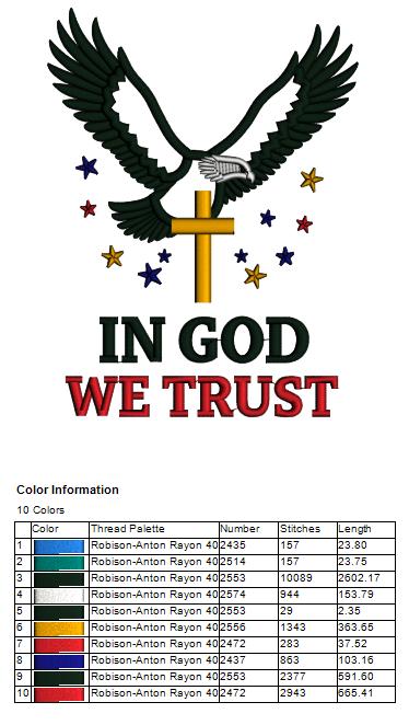 🦅✝️ In God We Trust – Bold Eagle & Cross Applique Machine Embroidery Design ✝️🦅