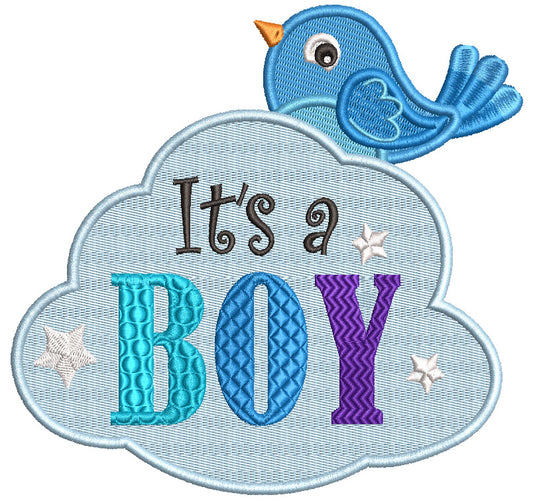 It's a Boy Little Bird Baby Filled Machine Embroidery Design Digitized Pattern